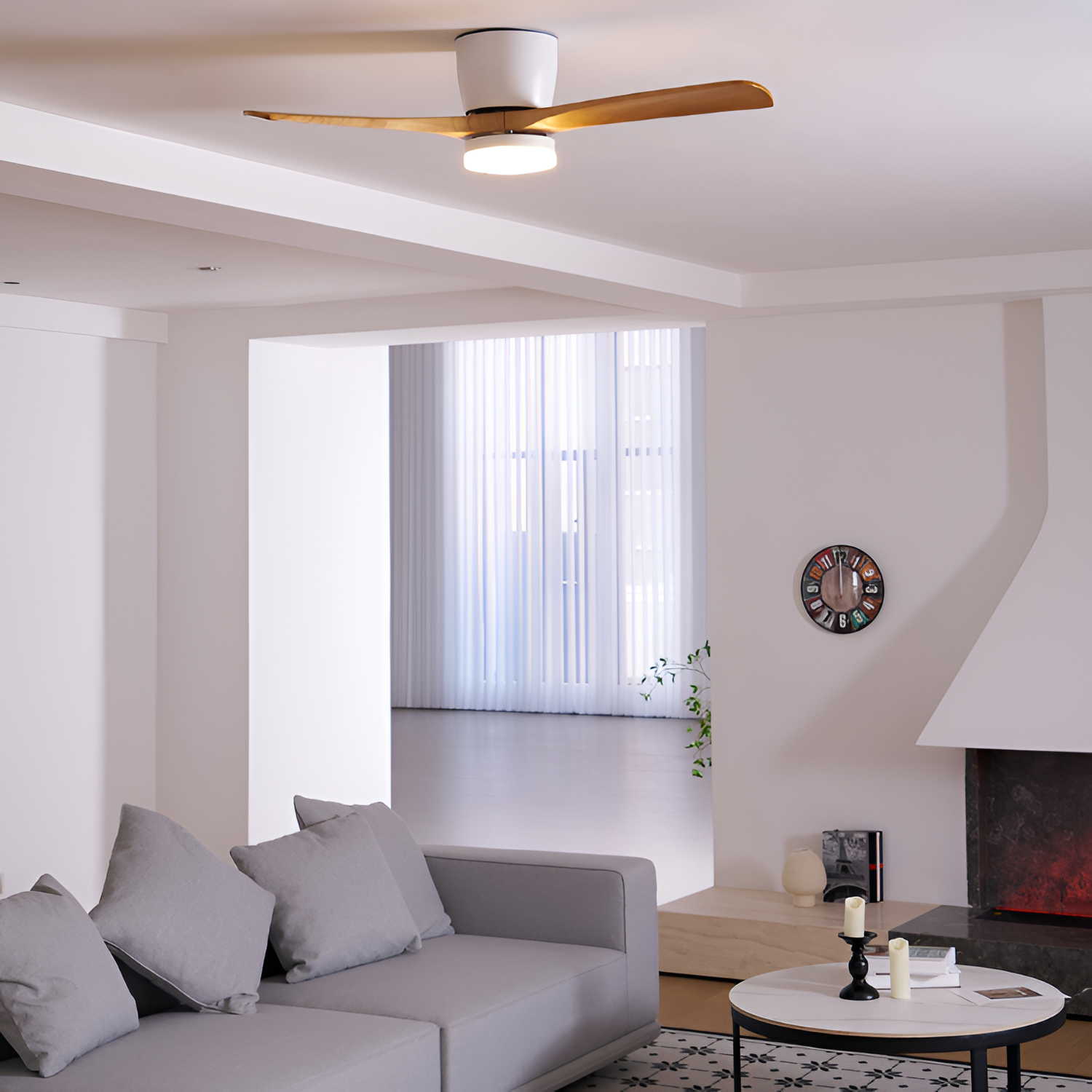 Nordisk Træ Loftsventilatorslampe - Justerbar