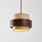 Industriel Travertin Træ Pendel - Minimalistisk