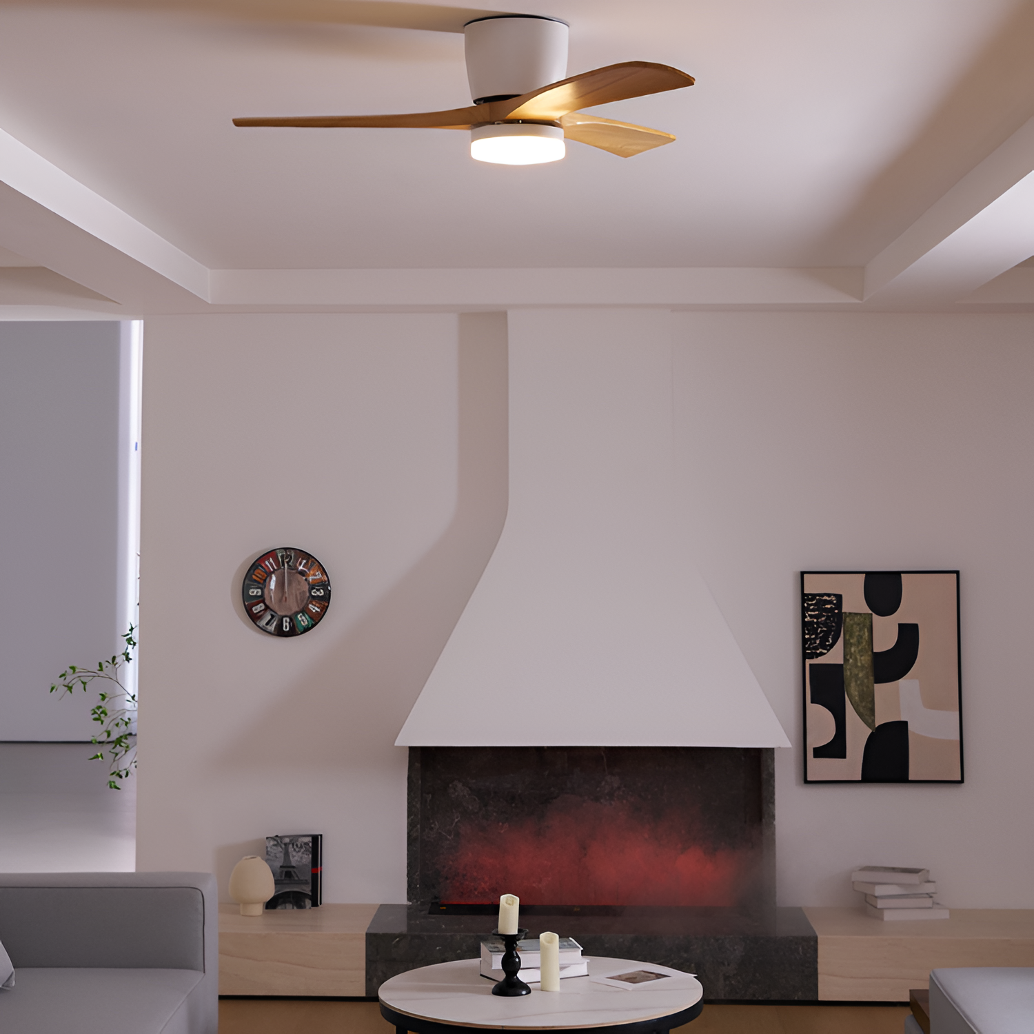 Nordisk Træ Loftsventilatorslampe - Justerbar