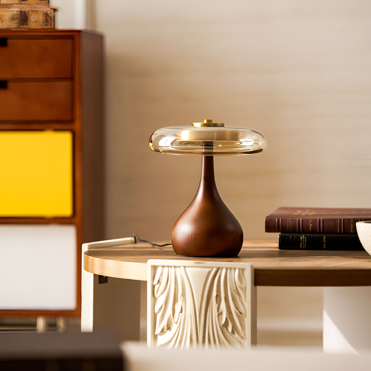 Mid-Century Mushroom Bordlampe - Dæmpbar