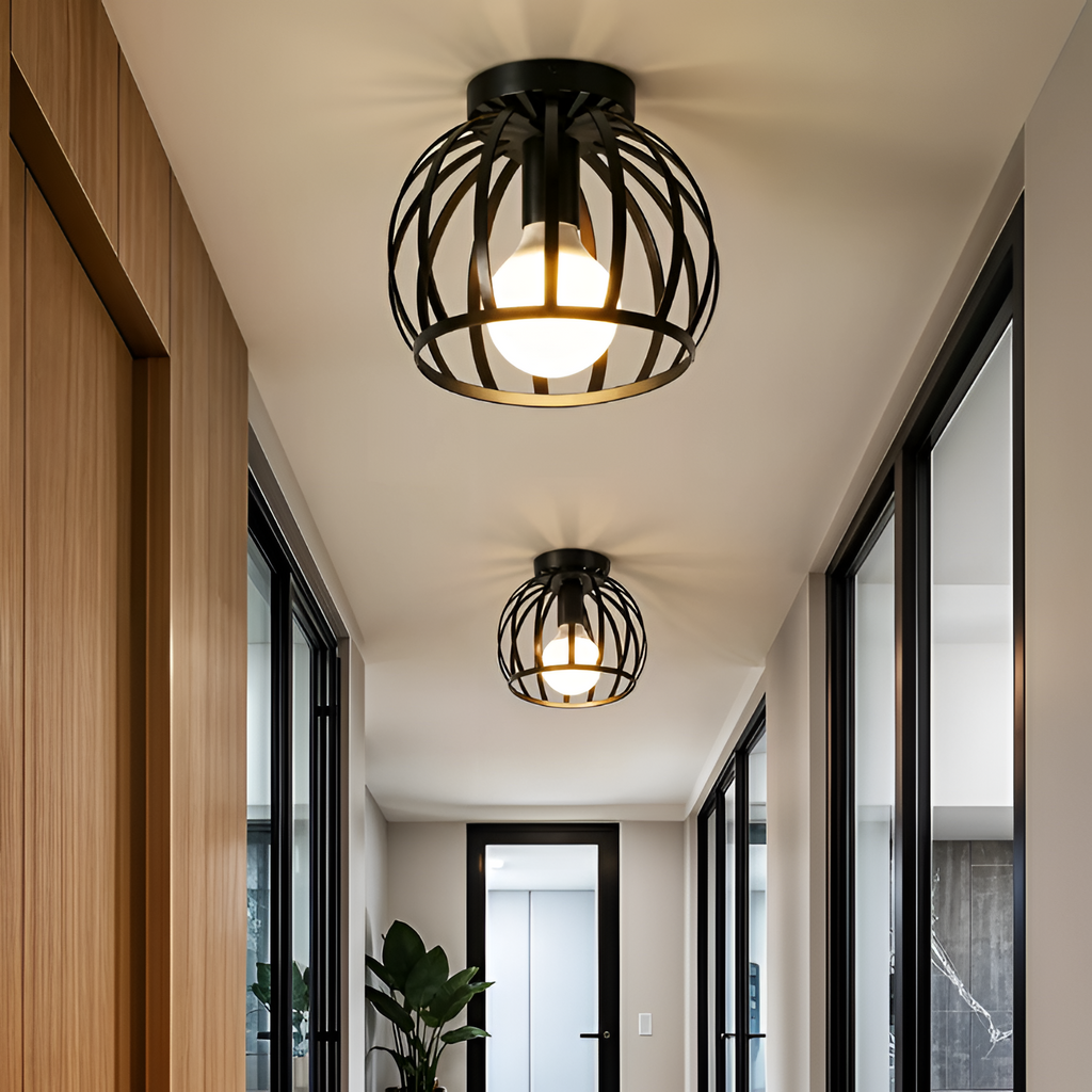 Sort Loftlampe i Industristil - Moderne Ganglampe