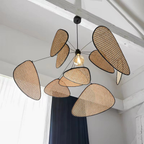 Rattan-Inspireret Pendellampe - Moderne Boho Loftsbelysning