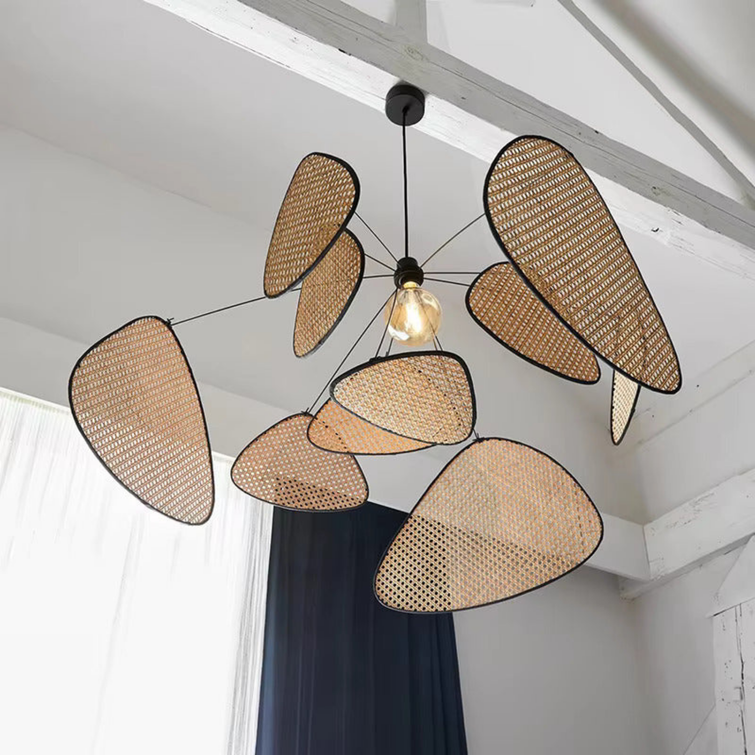 Rattan-Inspireret Pendellampe - Moderne Boho Loftsbelysning