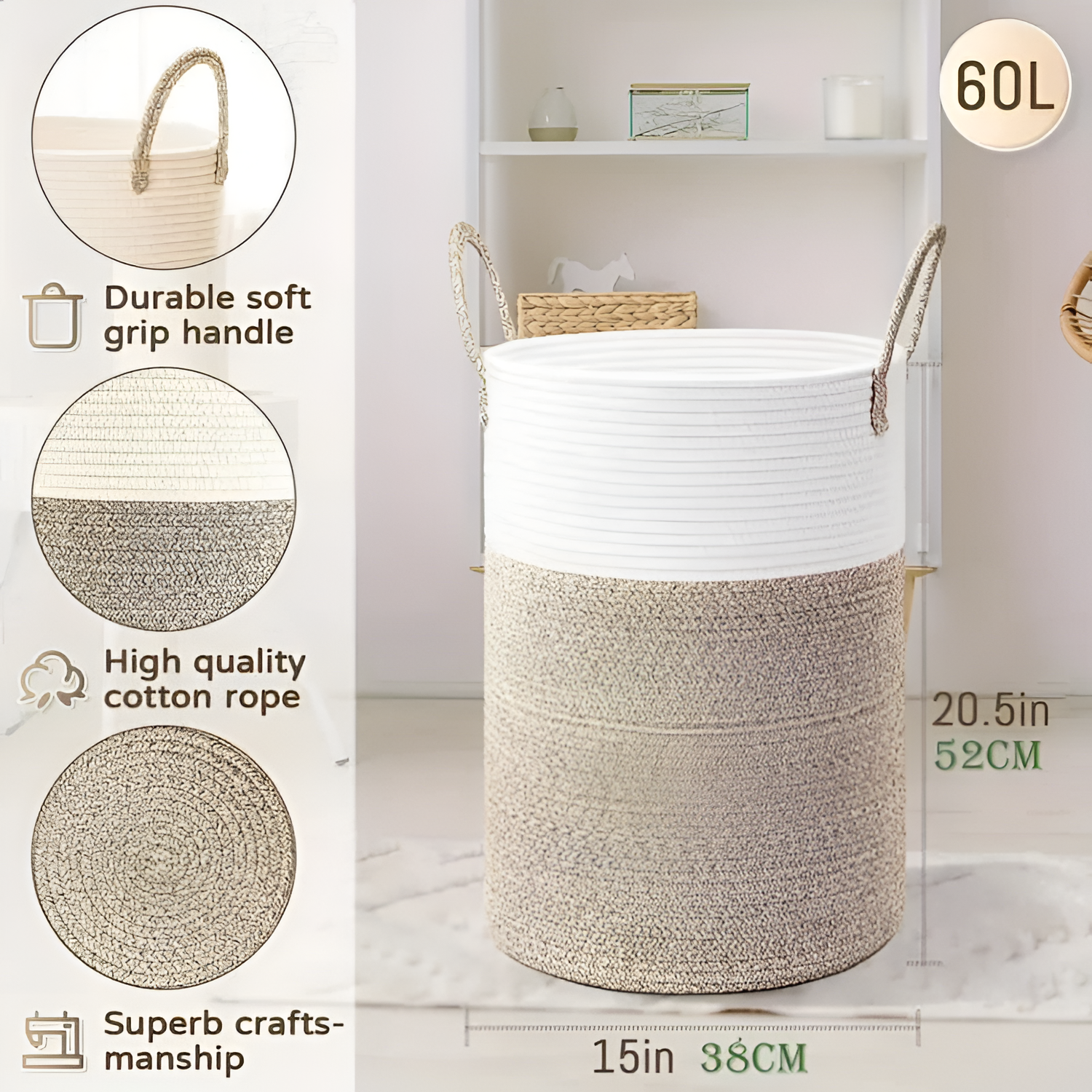 Tekstureret Minimalistisk Opbevaringskurv - Cylindrisk