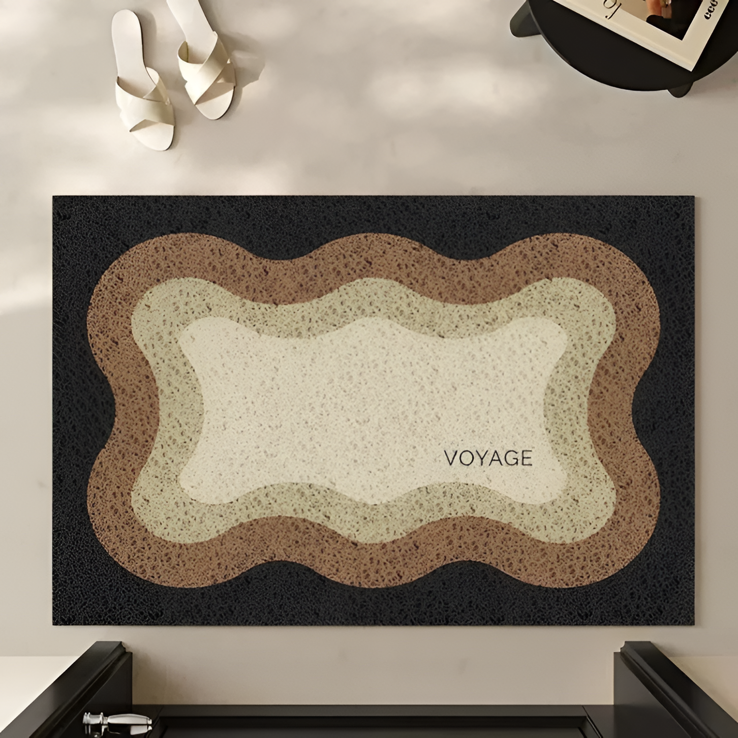 Moderne Geometrisk Entremåtte - Skridsikker Gulvdekoration
