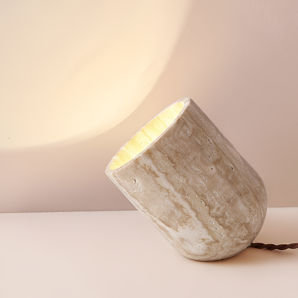 Struktureret Cylinderformet Bordlampe - Abstrakt