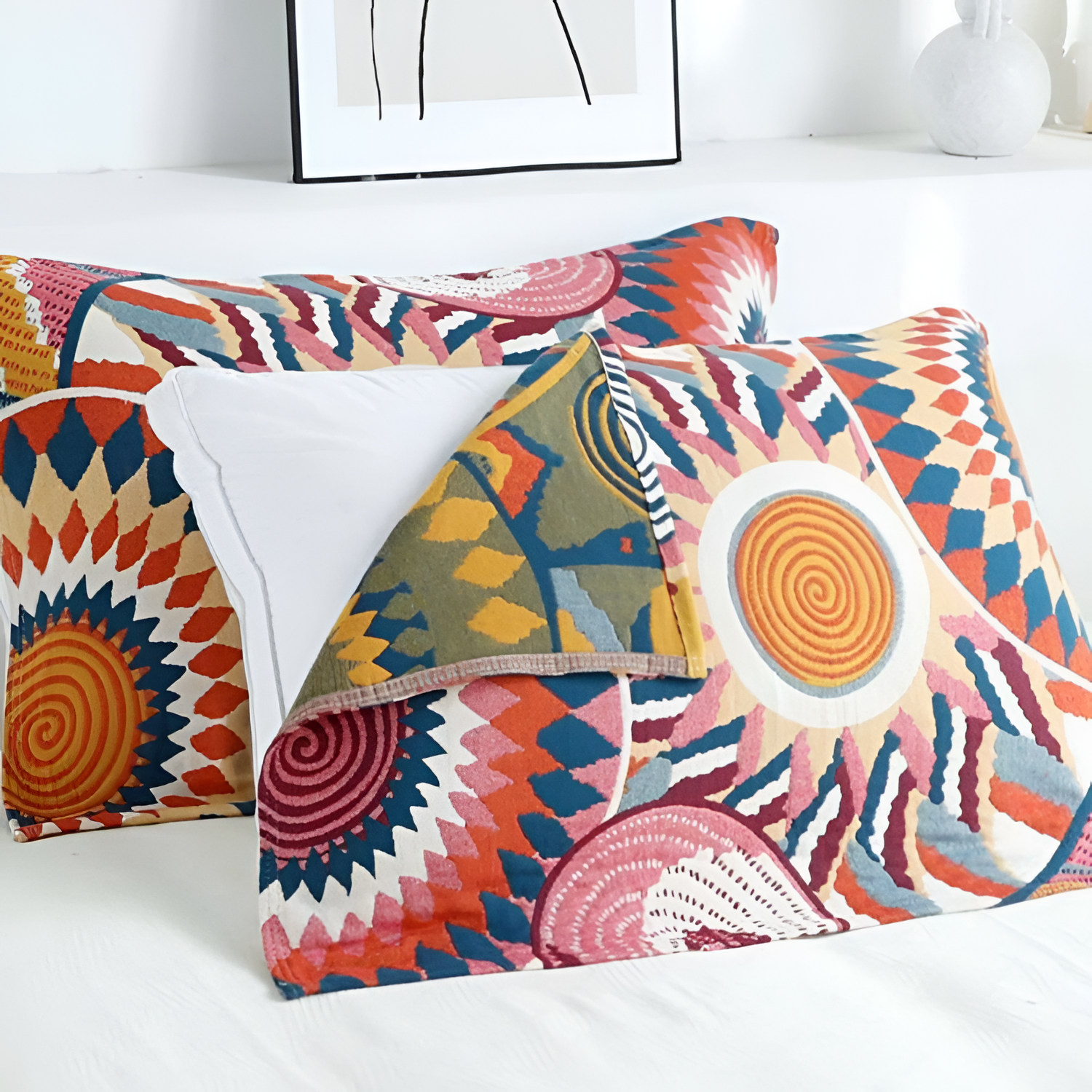 Boho Geometrisk Pudebetræk - Knaplukning