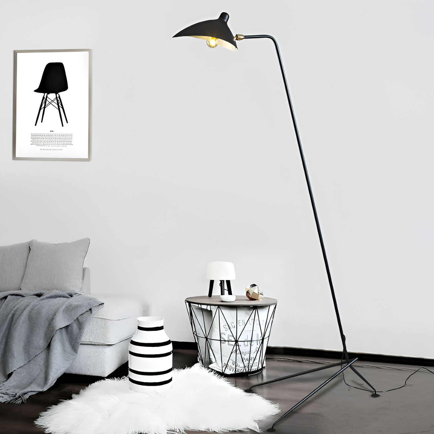 Industriel Minimalistisk Gulvlampe - Justerbar