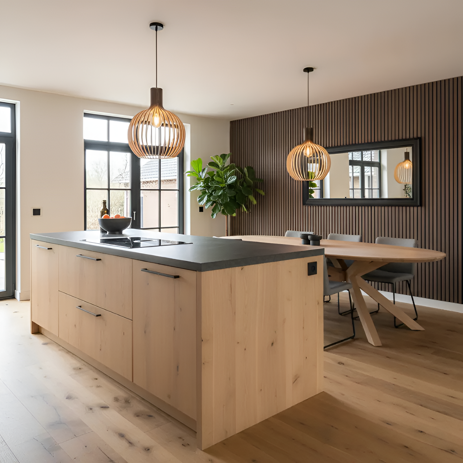 Nordisk Trælampe med Lameller - Moderne Stue