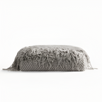 Grovstrikket Plaid Med Frynser - Minimalistisk
