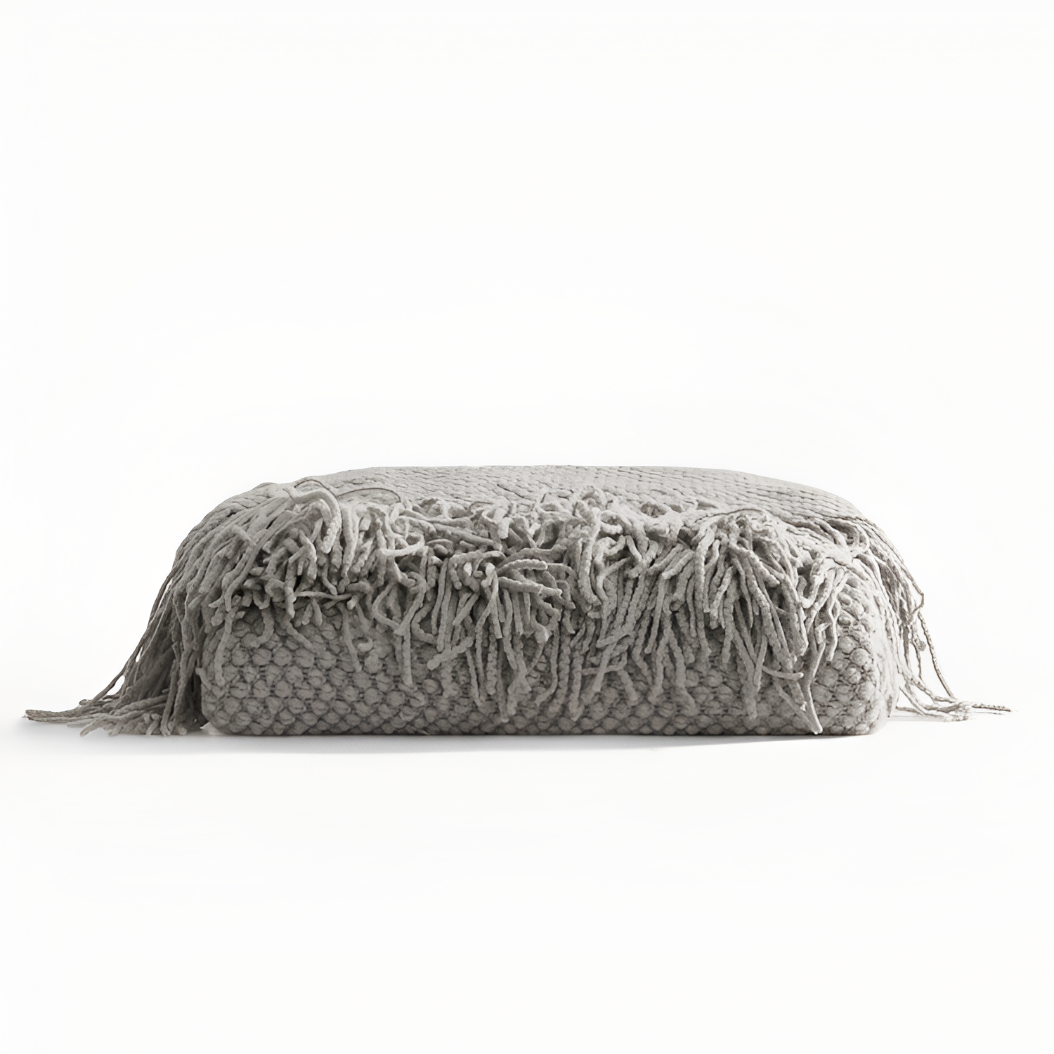 Grovstrikket Plaid Med Frynser - Minimalistisk
