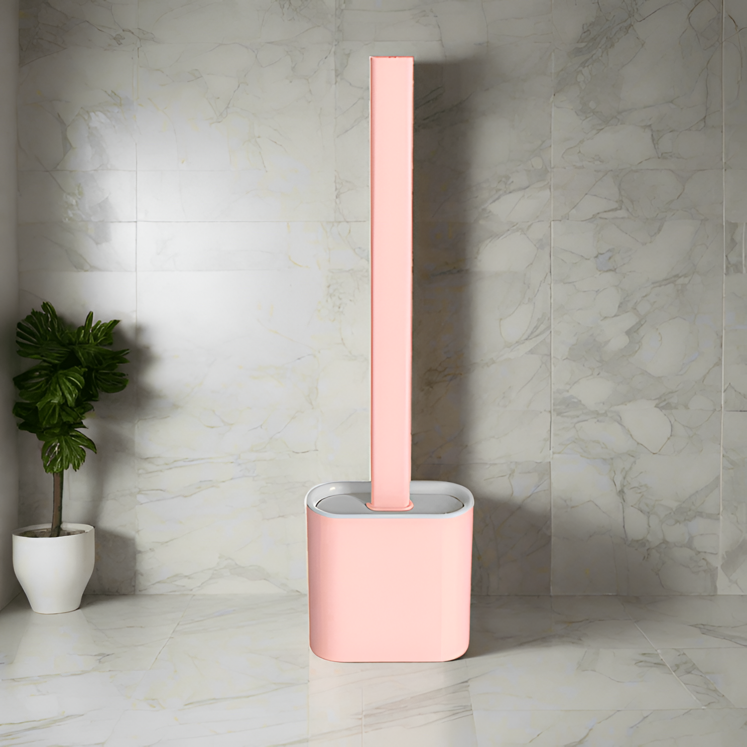 Minimalistisk Langskaftet Toiletbørste - Ensfarvet