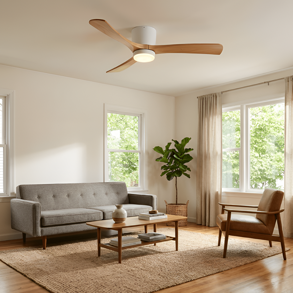 Nordisk Træ Loftsventilatorslampe - Justerbar