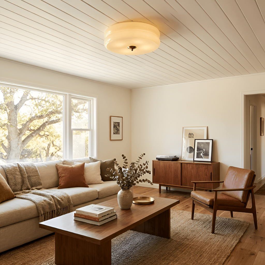 Blanke Loftlampe med Etager - Rundet