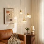 Tekstureret Glas Messing Pendellampe - Industriel