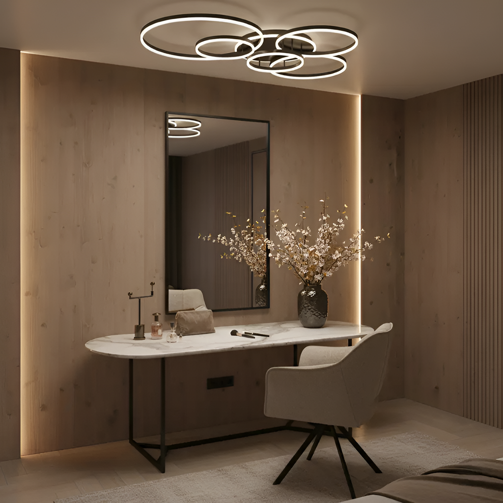 Moderne Ring LED Loftlampe - Sort 5-Rings Belysning