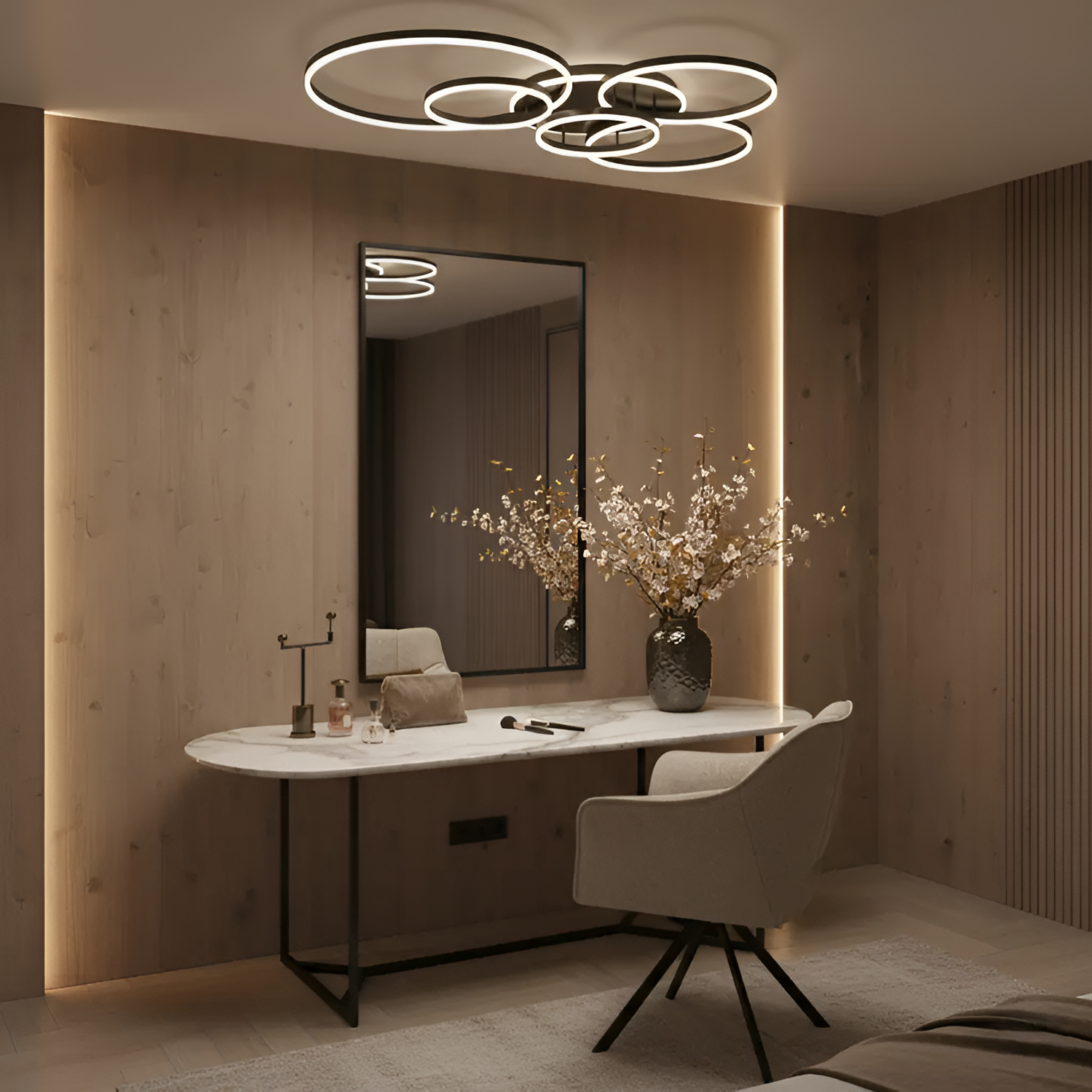 Moderne Ring LED Loftlampe - Sort 5-Rings Belysning