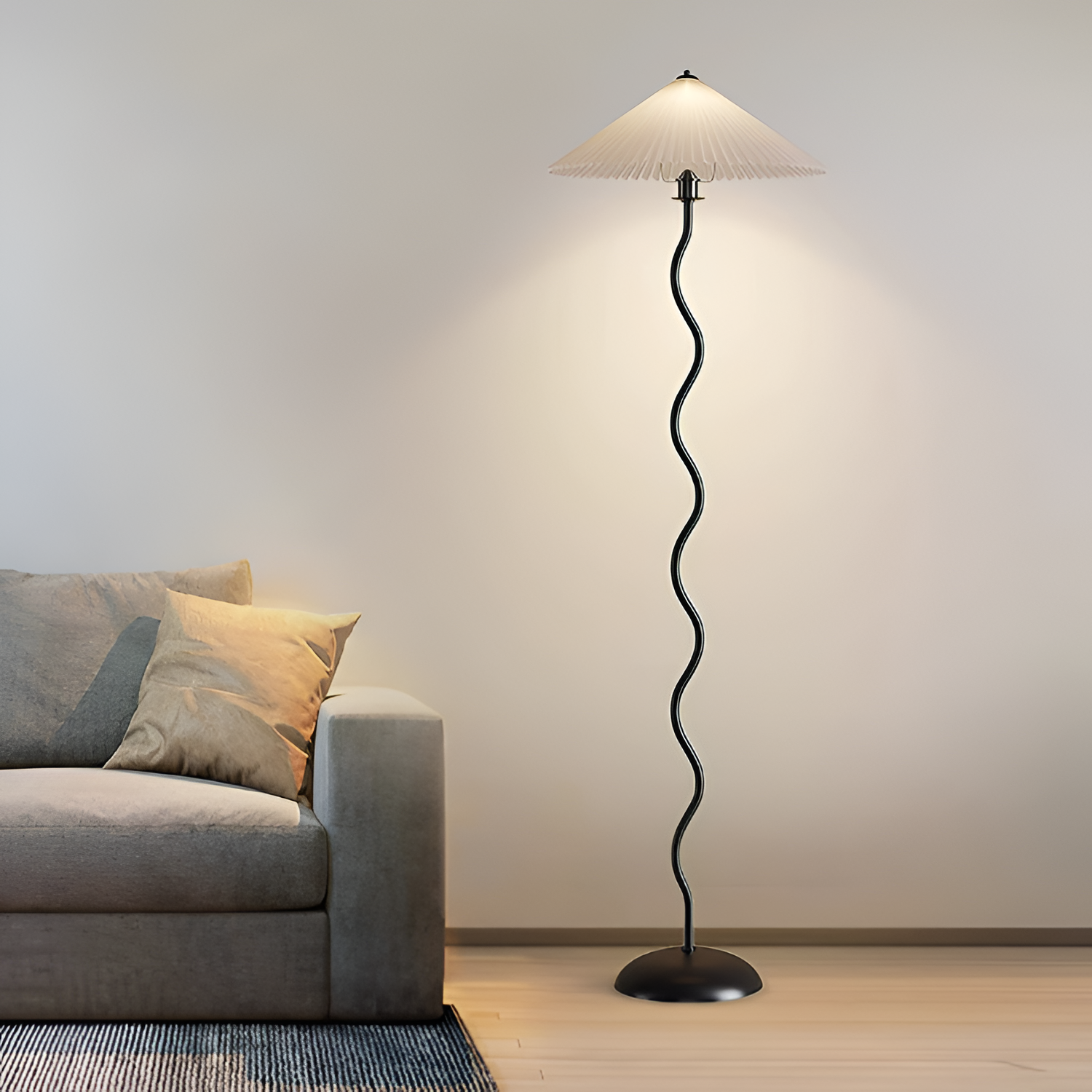 Plisseret Bølget Gulvlampe - Minimalistisk