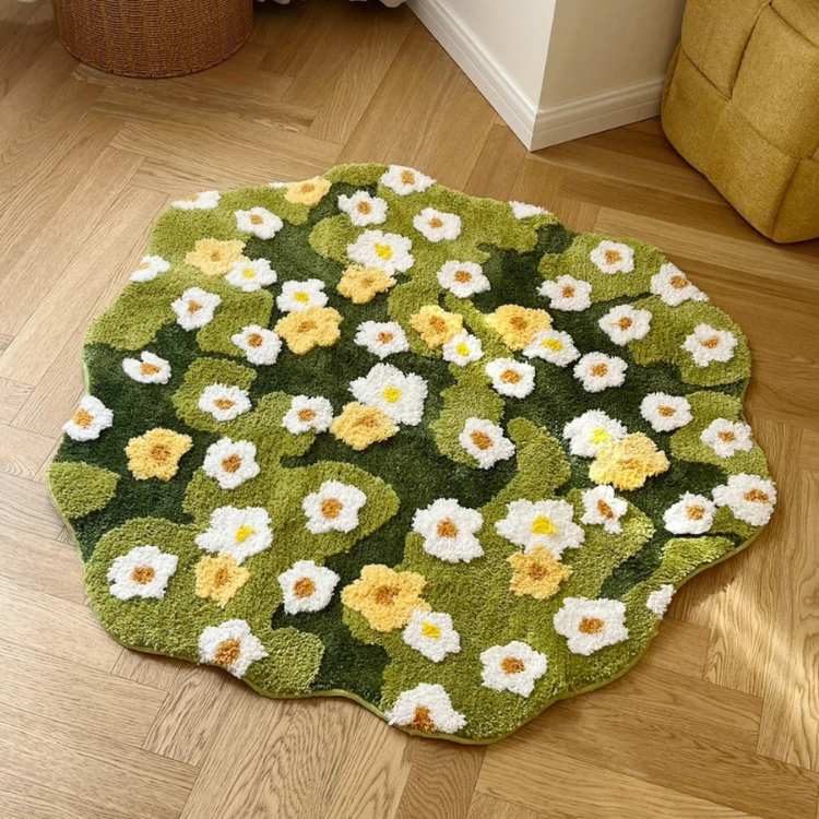 Tuftet Tæppe Med Blomstermotiv – Skridsikkert
