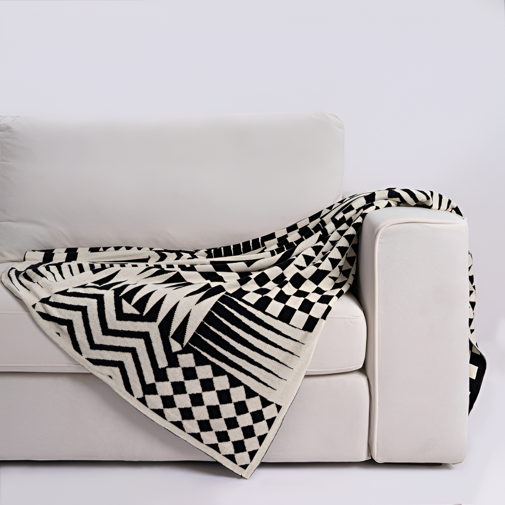 Geometrisk Mønstret Plaid - Vendbar