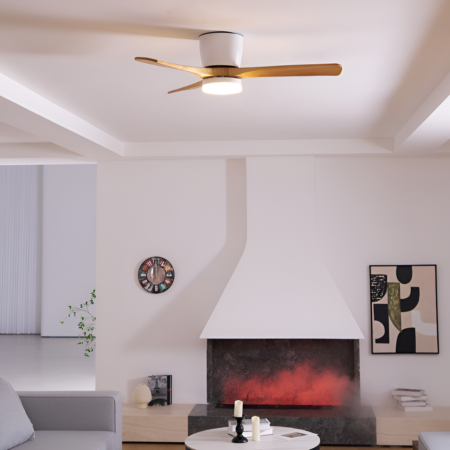 Nordisk Træ Loftsventilatorslampe - Justerbar