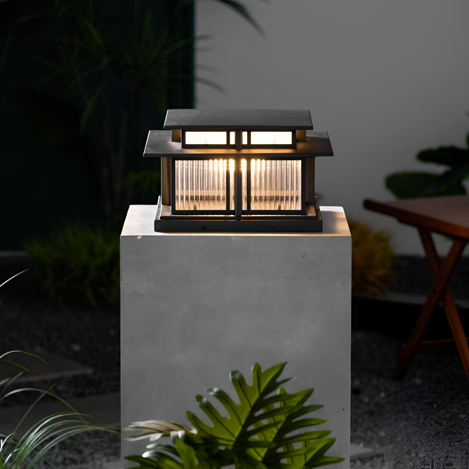 Zen-stil Solcellelampe til Søjle - Minimalistisk