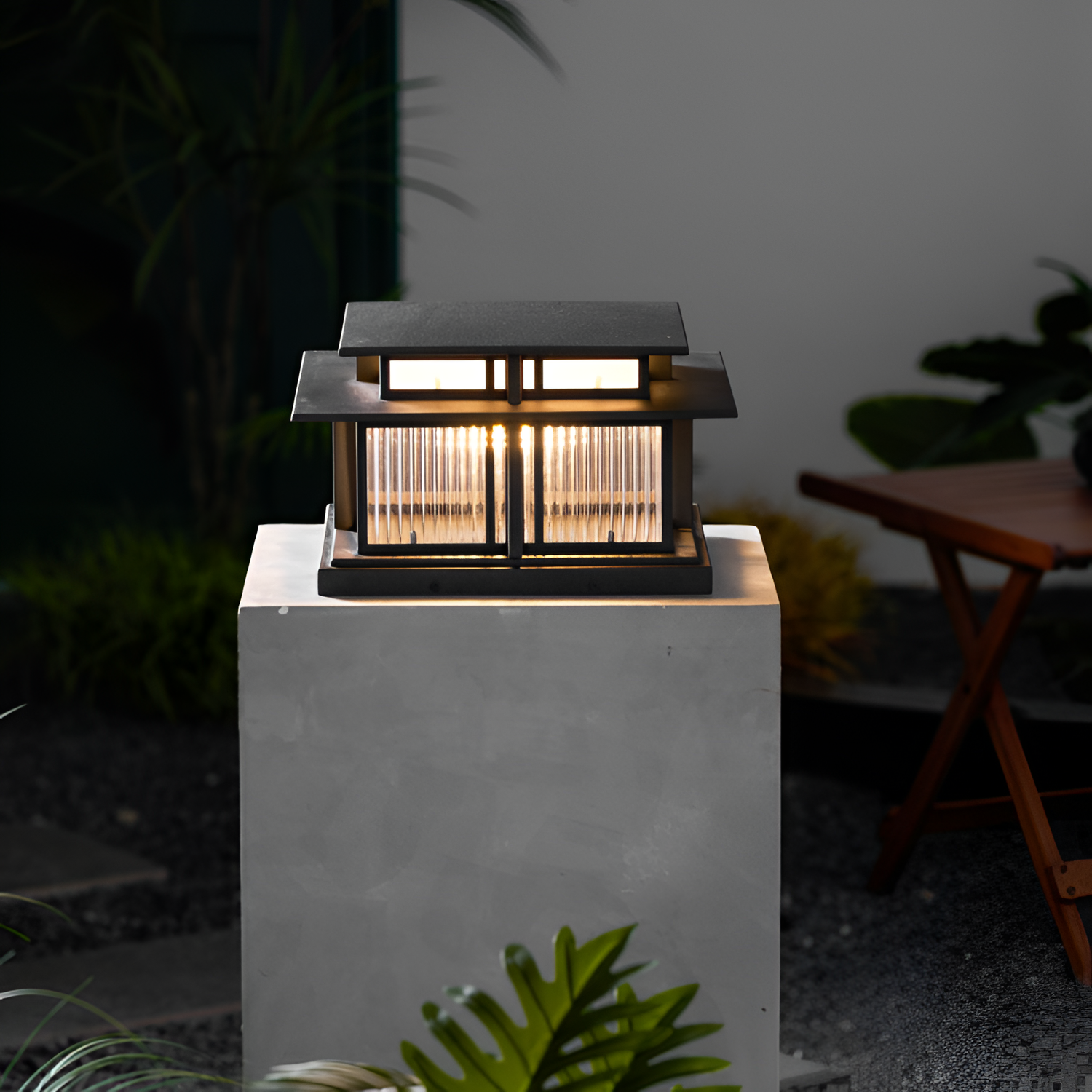 Zen-stil Solcellelampe til Søjle - Minimalistisk