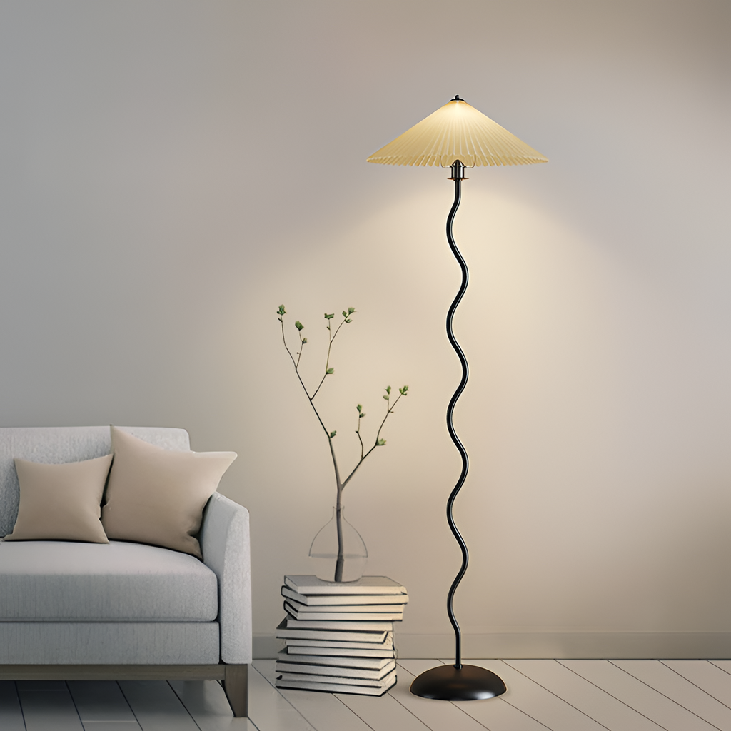 Plisseret Bølget Gulvlampe - Minimalistisk