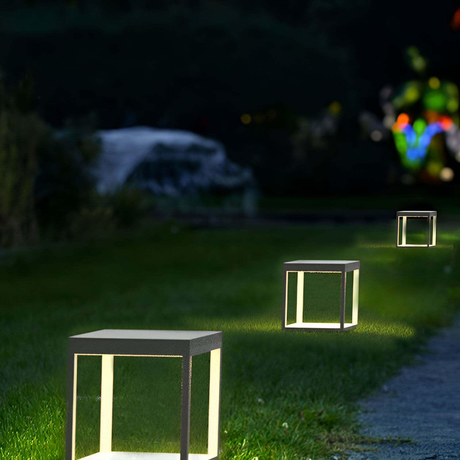 Geometrisk Solcellelampe til Udendørsbrug - Minimalistisk