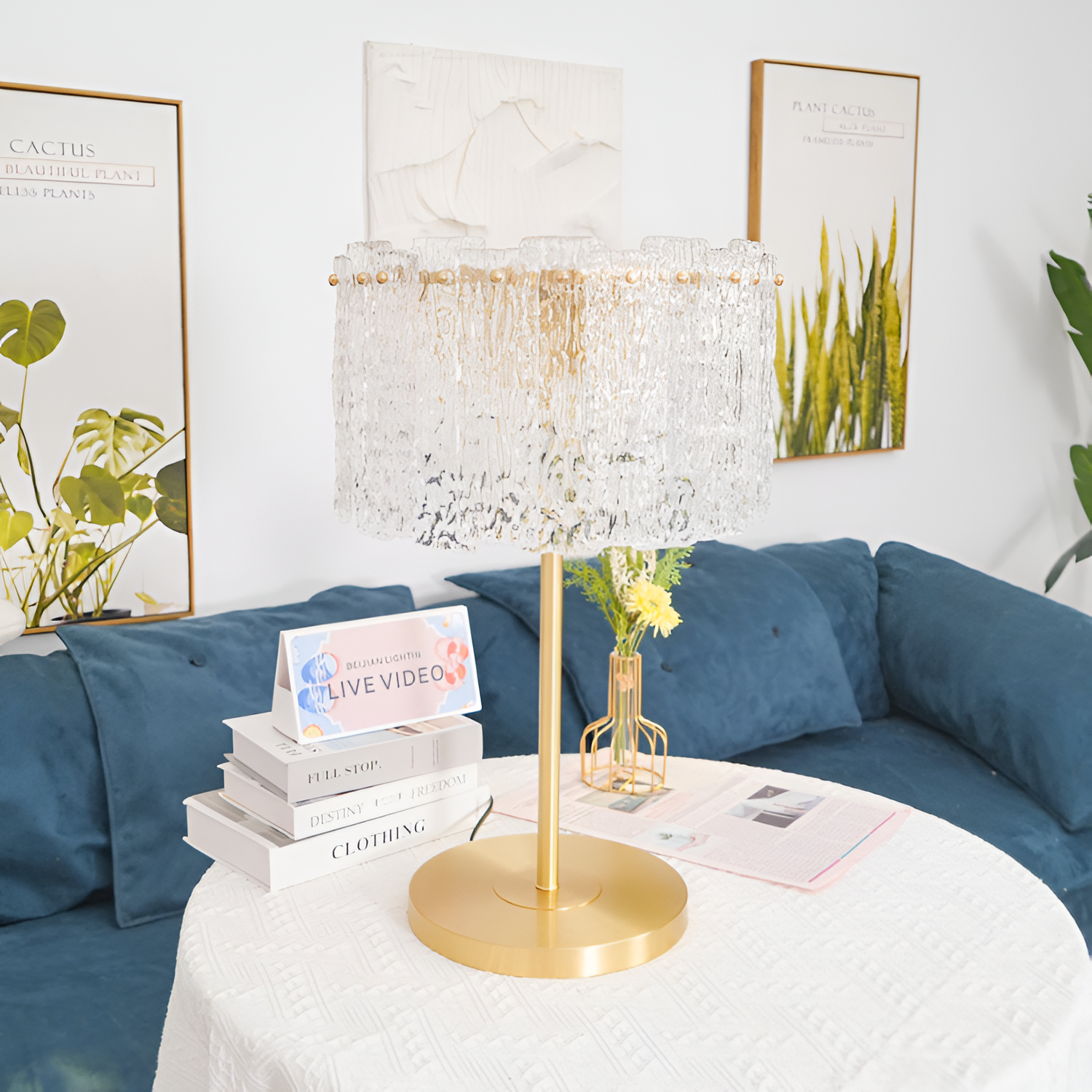 Tekstureret Frostet Bordlampe - Abstrakt