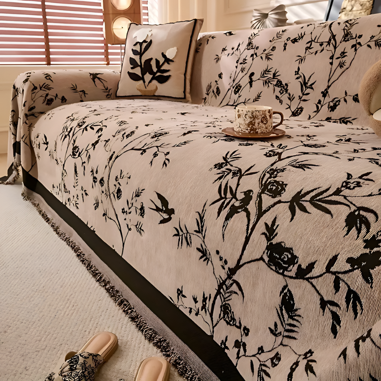 Sofatæppe Med Blomstermønster - Blomster