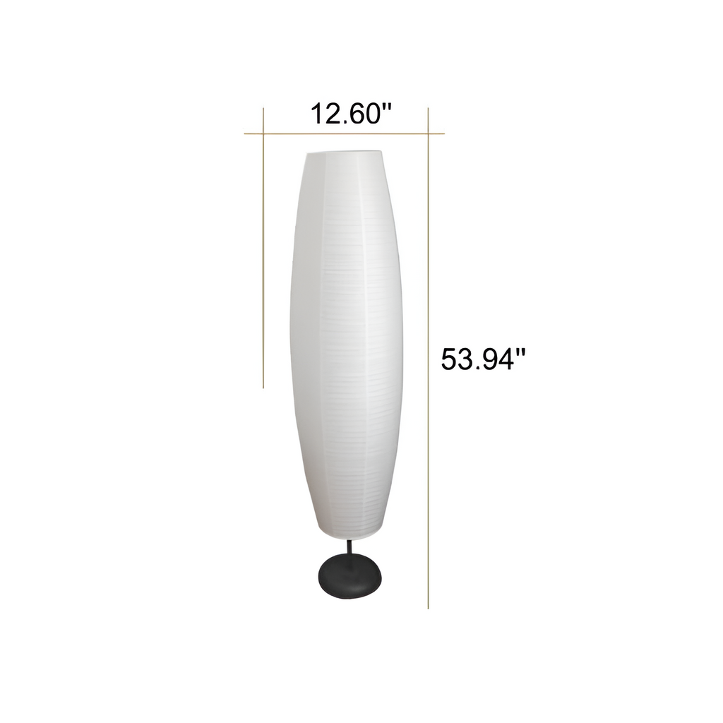 Rillet Høj Papirlampe - Minimalistisk
