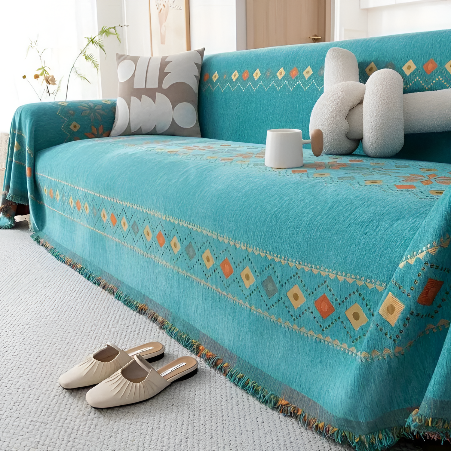 Geometrisk Sofa tæppe med Tekstureret - Boho