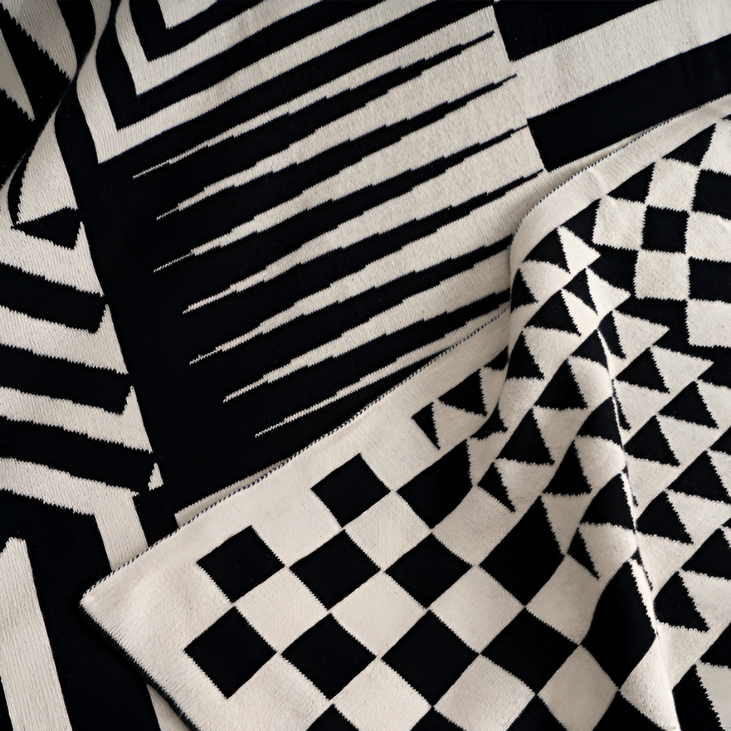 Geometrisk Mønstret Plaid - Vendbar