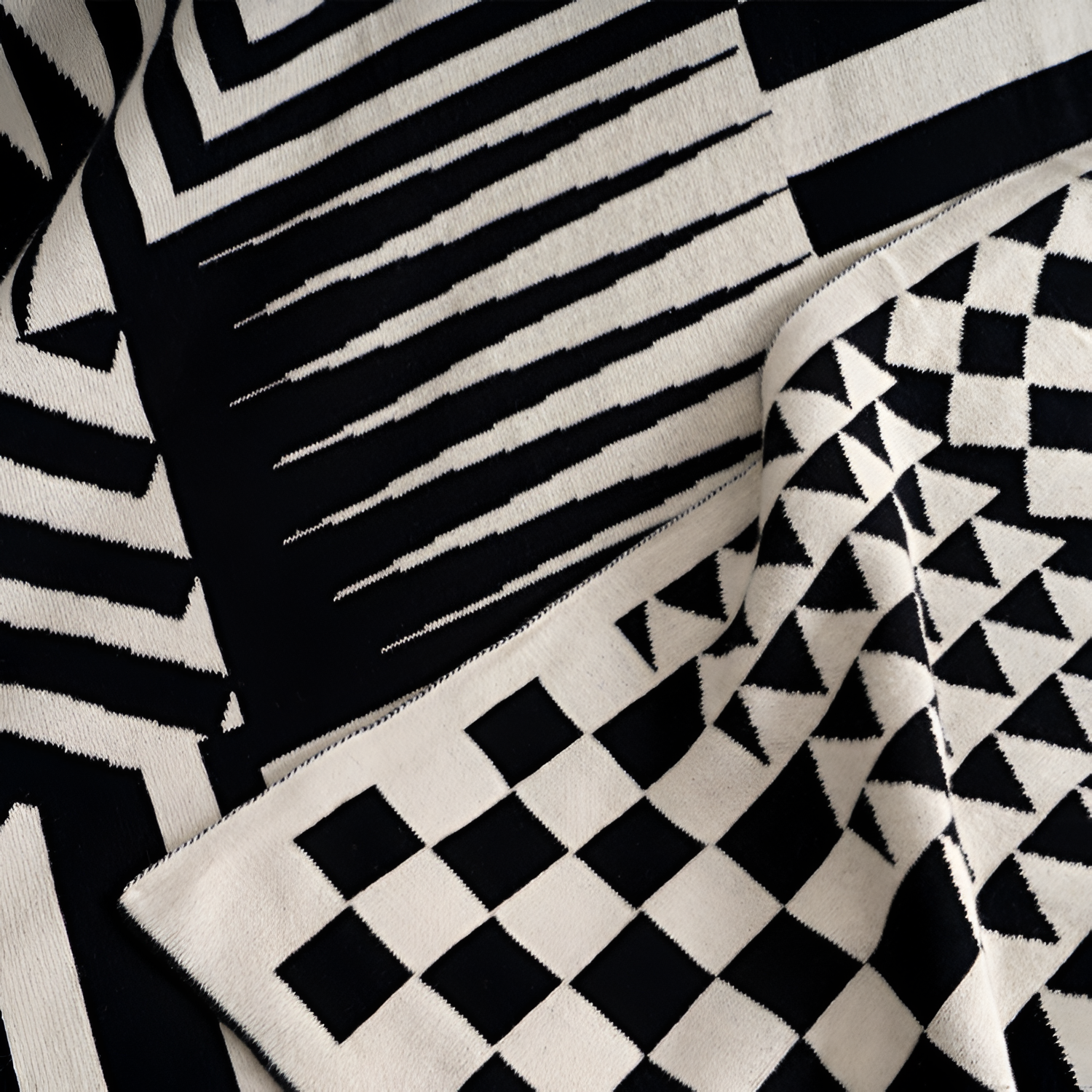 Geometrisk Mønstret Plaid - Vendbar