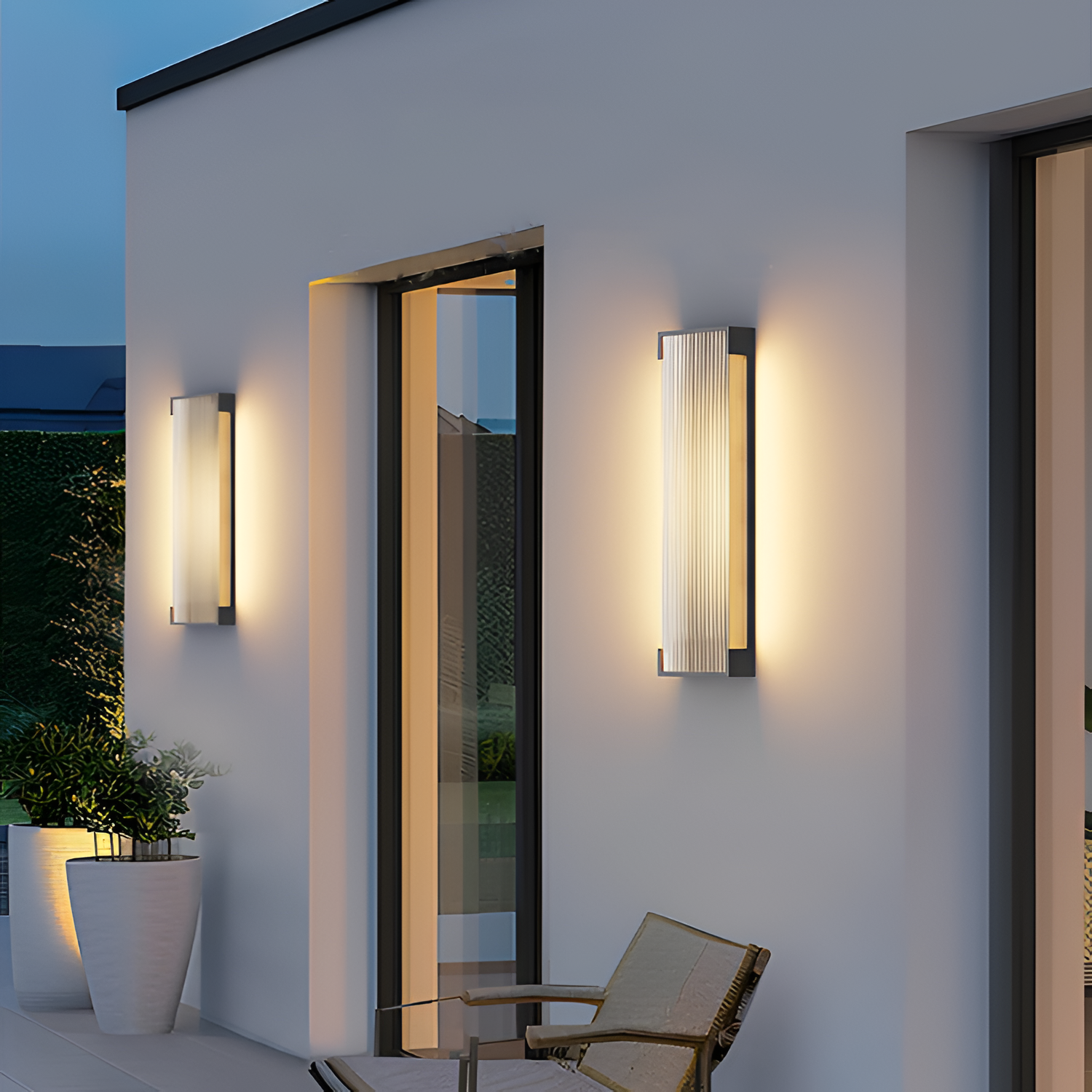 Rektangulær Solenergi Rillet Væglampe - Minimalistisk
