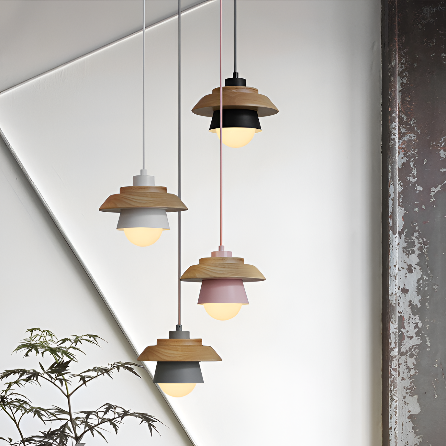Nordic Pendellampe i Træ - Moderne Macaron Loftslampe