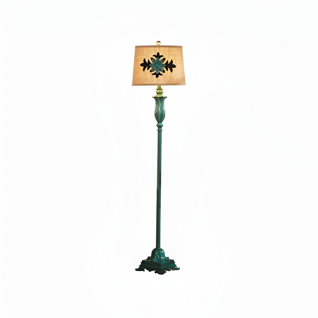 Antik floral gulvlampe - Med bordbakke