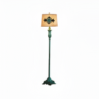 Antik floral gulvlampe - Med bordbakke