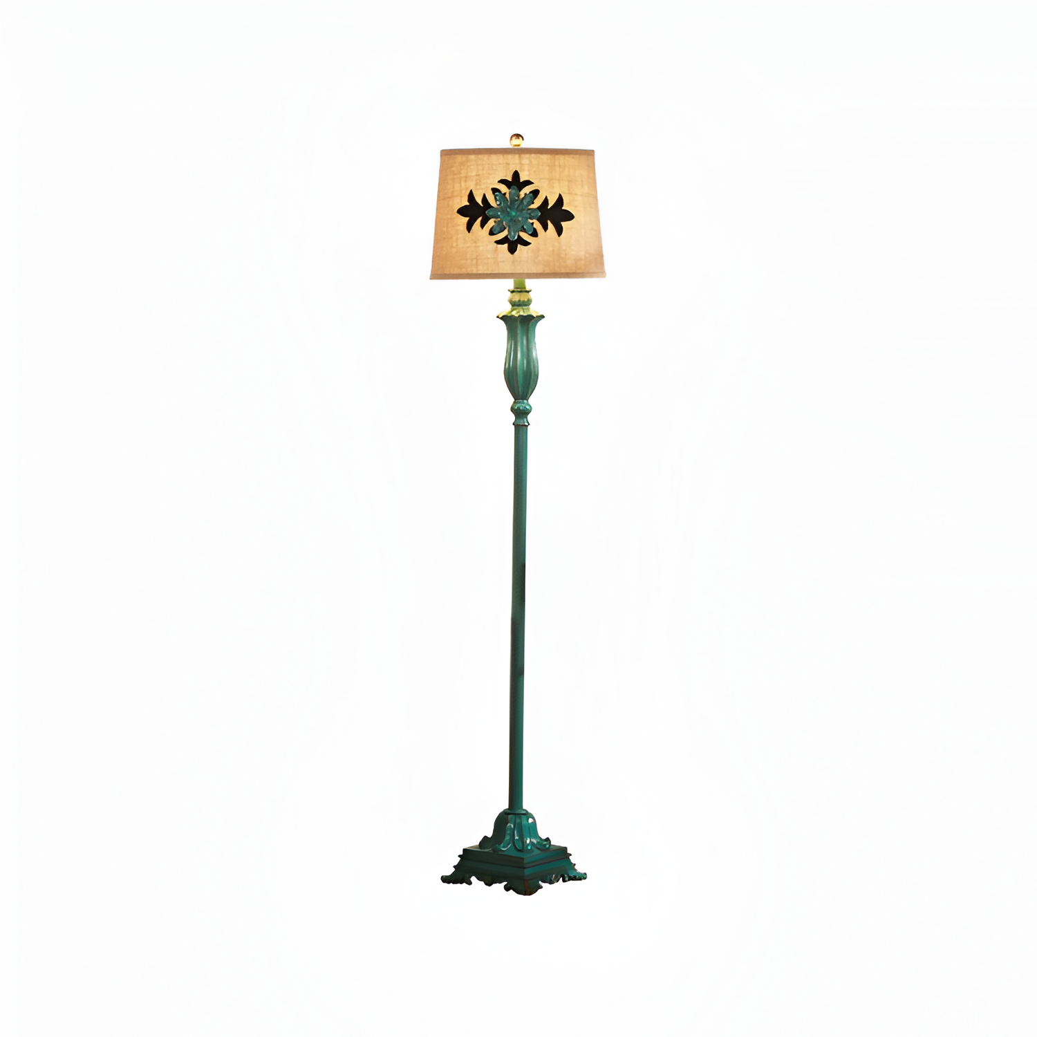 Antik floral gulvlampe - Med bordbakke
