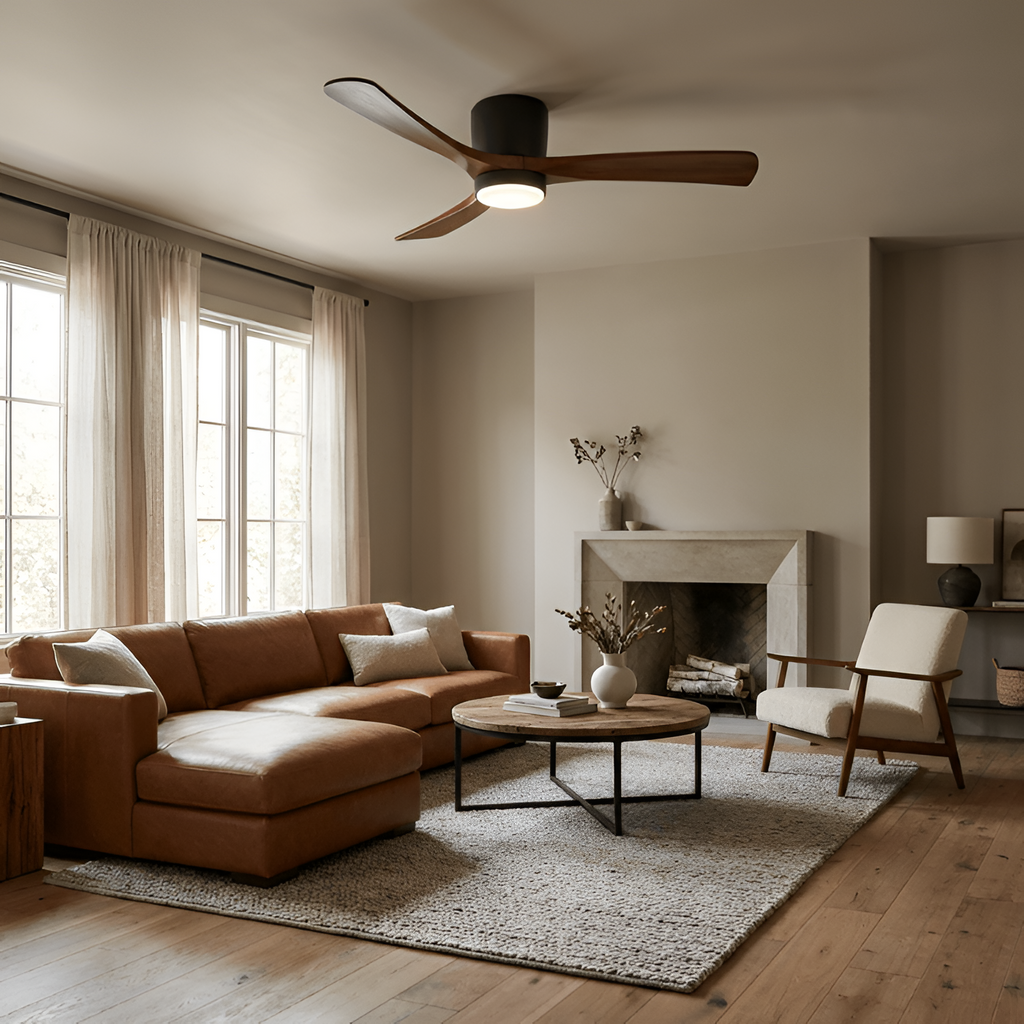 Nordisk Træ Loftsventilatorslampe - Justerbar