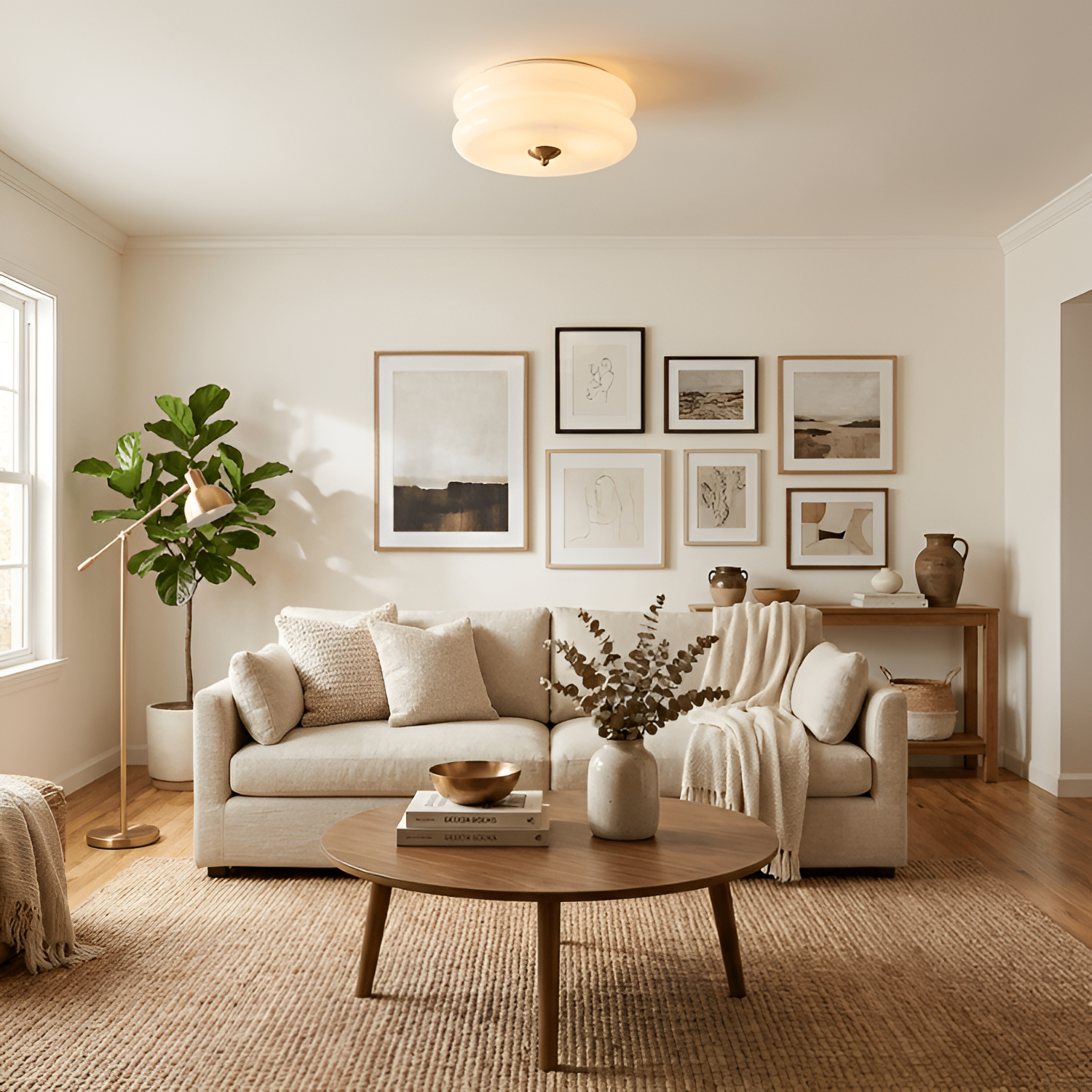 Blanke Loftlampe med Etager - Rundet