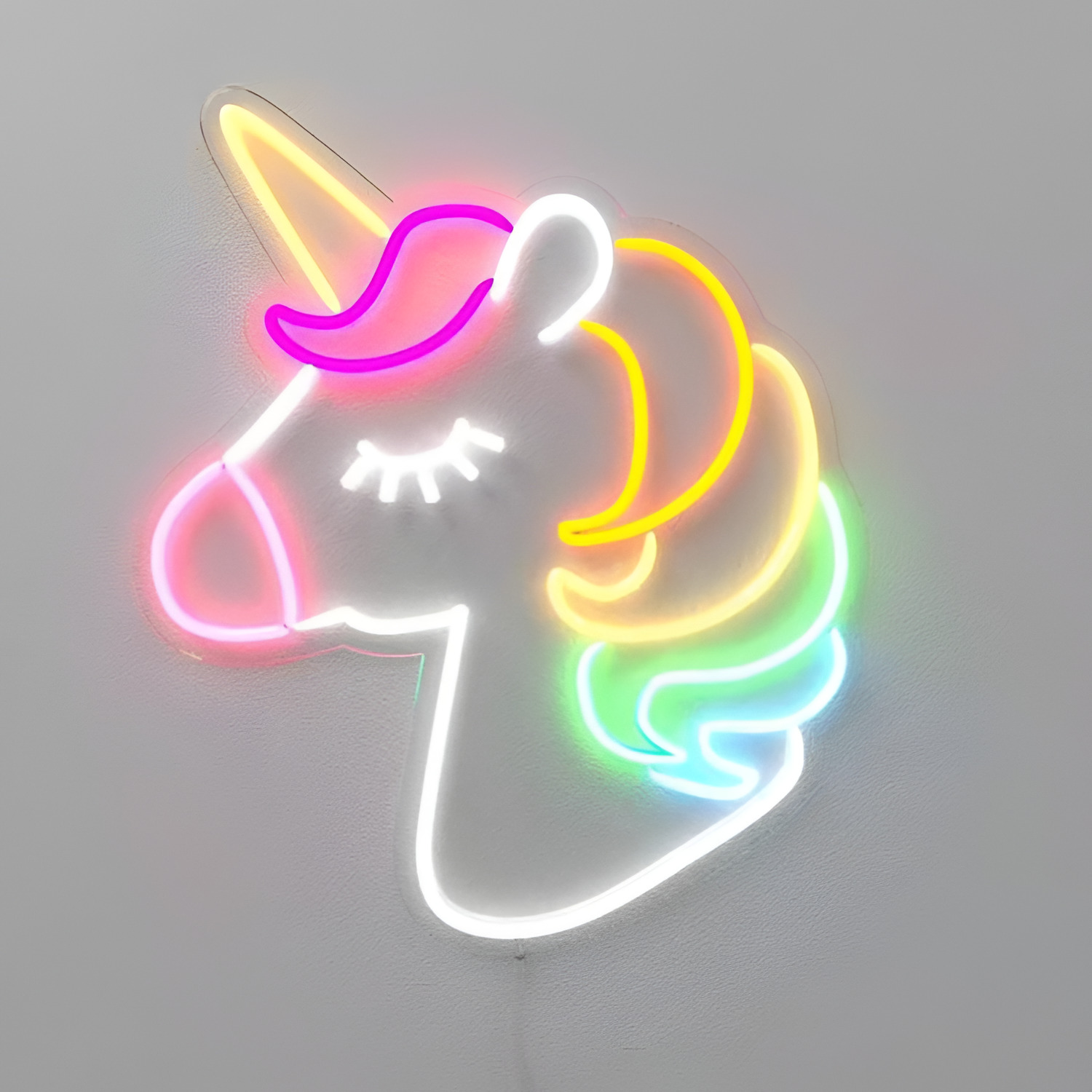 Unicorn Regnbue Neonvæglampe - Indretning til Børneværelset