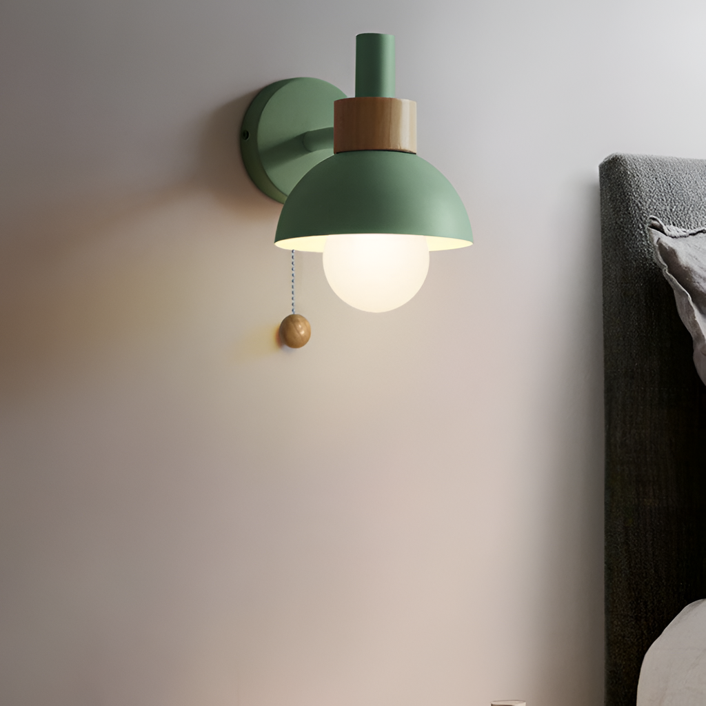 Minimalistisk Macaron-væglampe – trækafbryder