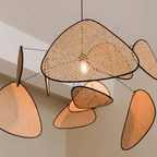 Rattan-Inspireret Pendellampe - Moderne Boho Loftsbelysning