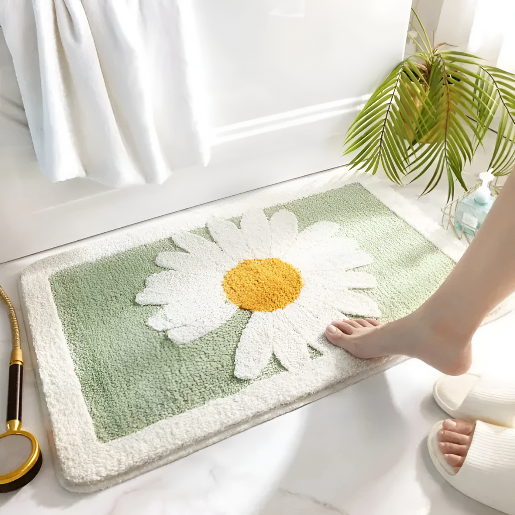 Plysset Tuftet Blomsterbademåtte - Skridsikker