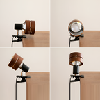 Traditionel japansk bordlampe af træ med klemme – rund