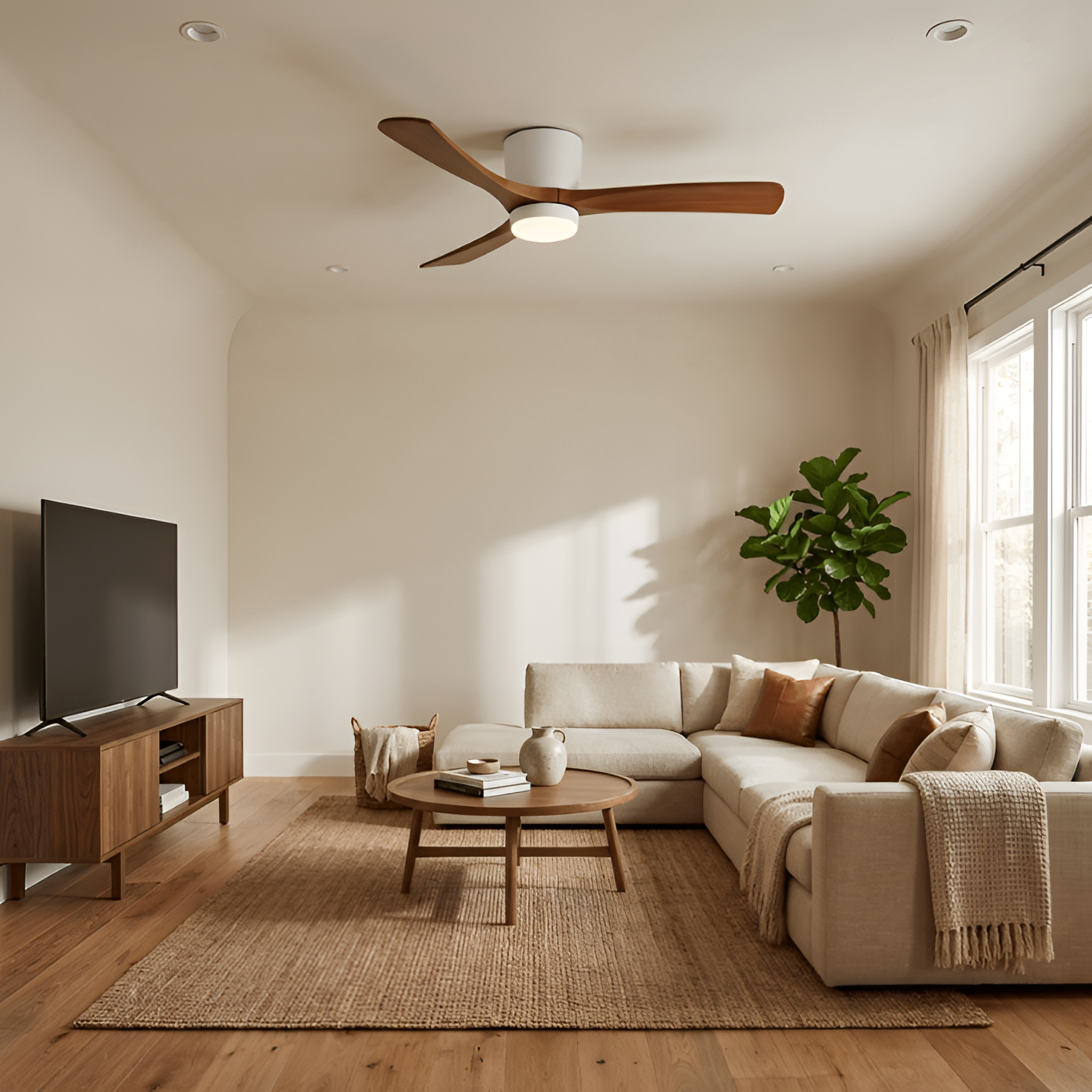Nordisk Træ Loftsventilatorslampe - Justerbar