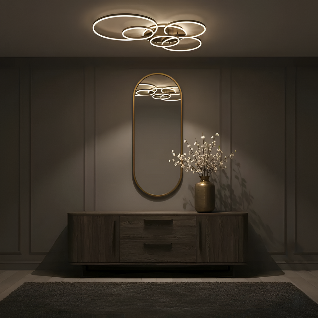 Moderne Ring LED Loftlampe - Sort 5-Rings Belysning