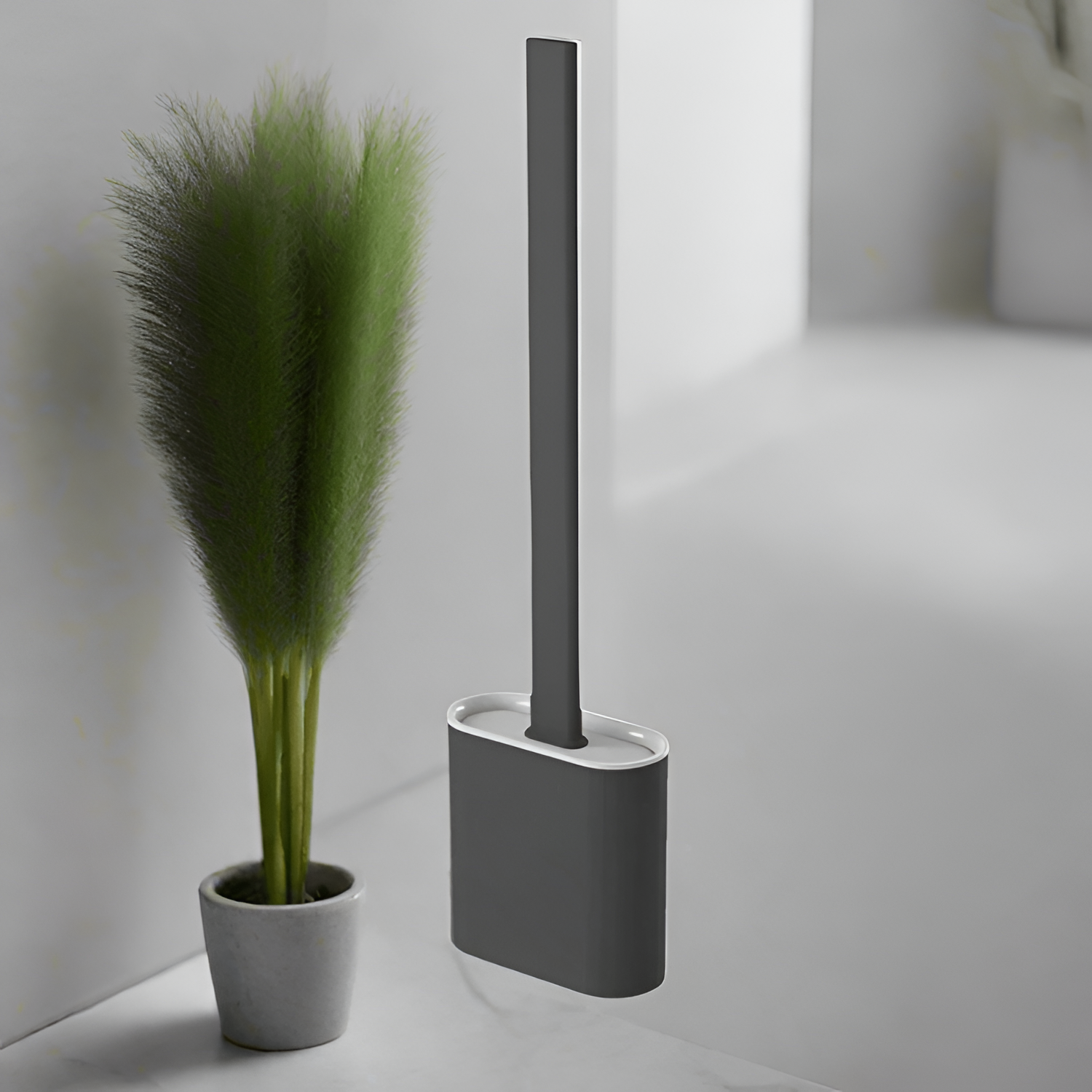 Minimalistisk Langskaftet Toiletbørste - Ensfarvet